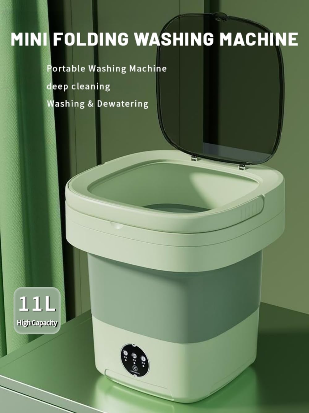 Portable Washing Machine, 11L Upgraded Large Capacity Foldable Mini Portable Washing Machine, Small Washing Machine for Apartment, Travel Laundry, Camping, RV, Dorm - Image 3