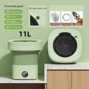 Portable Washing Machine, 11L Upgraded Large Capacity Foldable Mini Portable Washing Machine, Small Washing Machine for Apartment, Travel Laundry, Camping, RV, Dorm