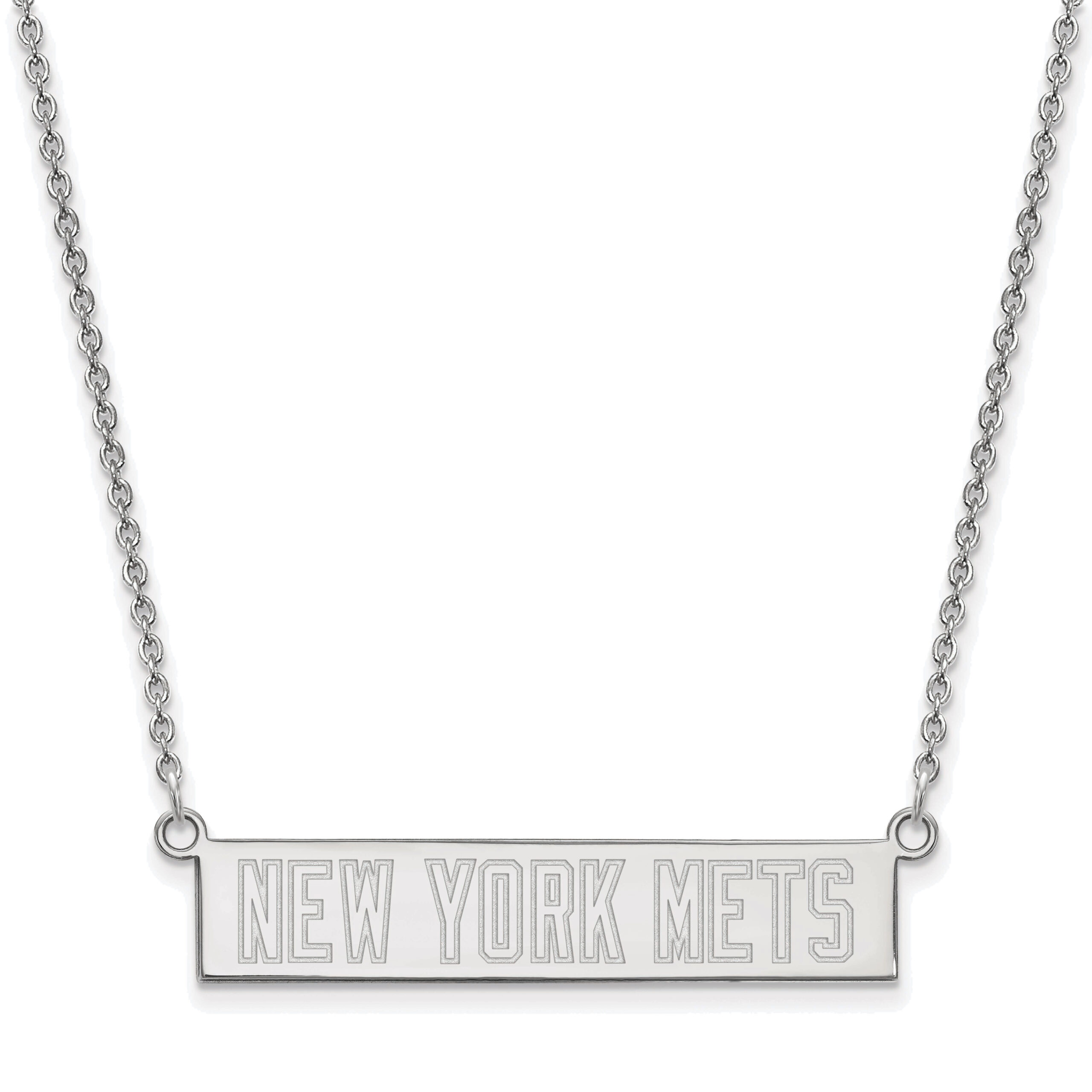 Women's New York Mets Sterling Silver Small Bar Necklace