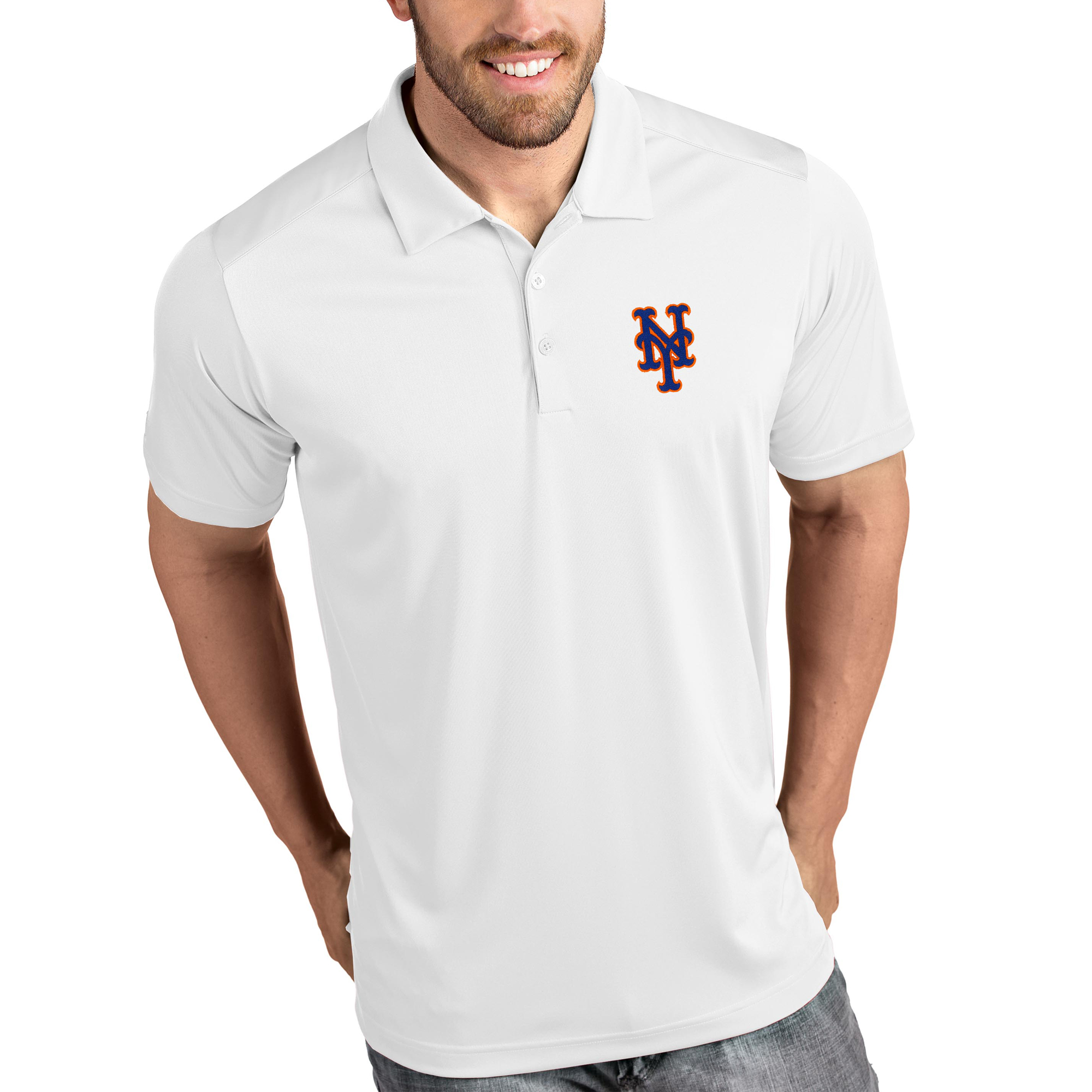 Men's Antigua White New York Mets Tribute Polo