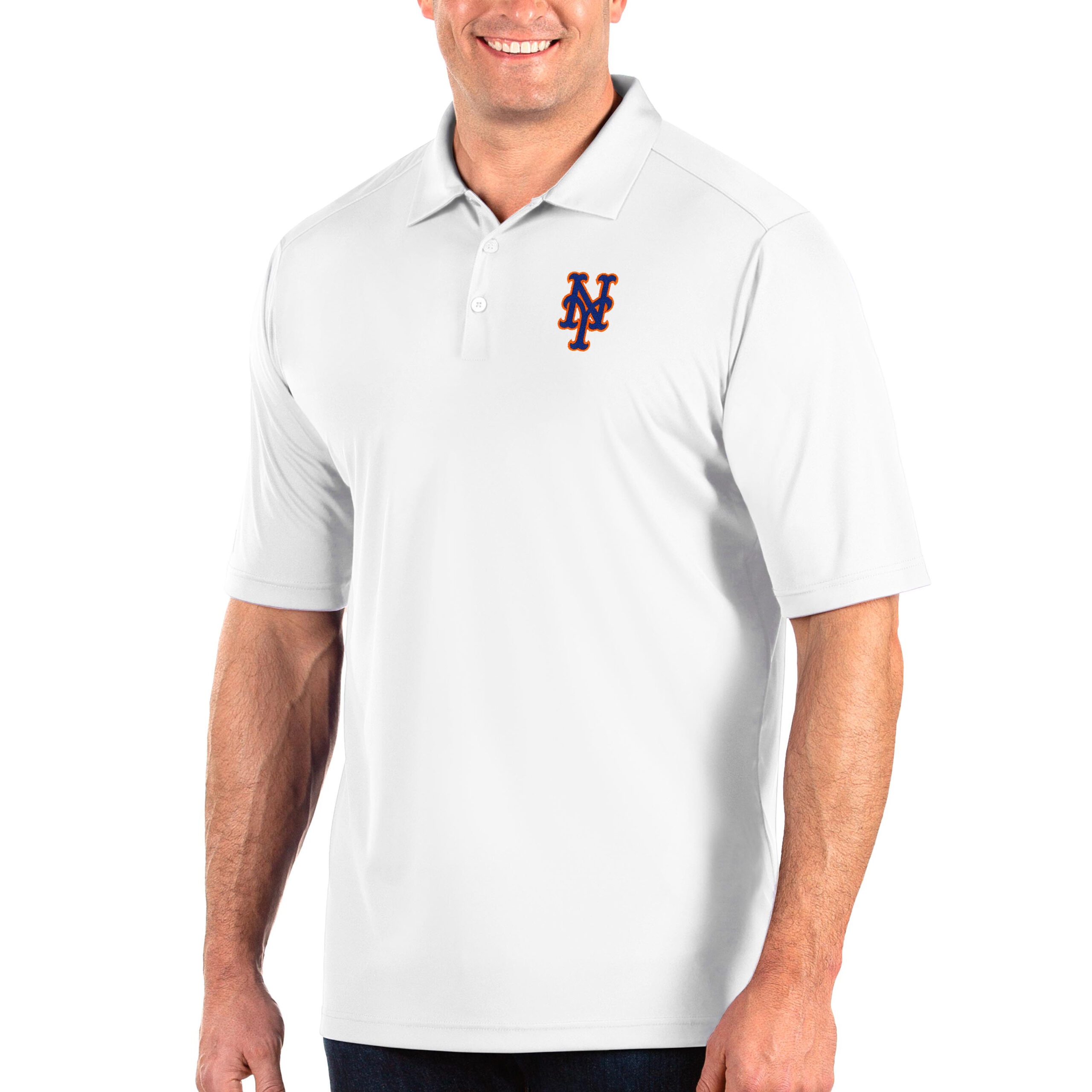 Men's Antigua White New York Mets Big & Tall Tribute Polo
