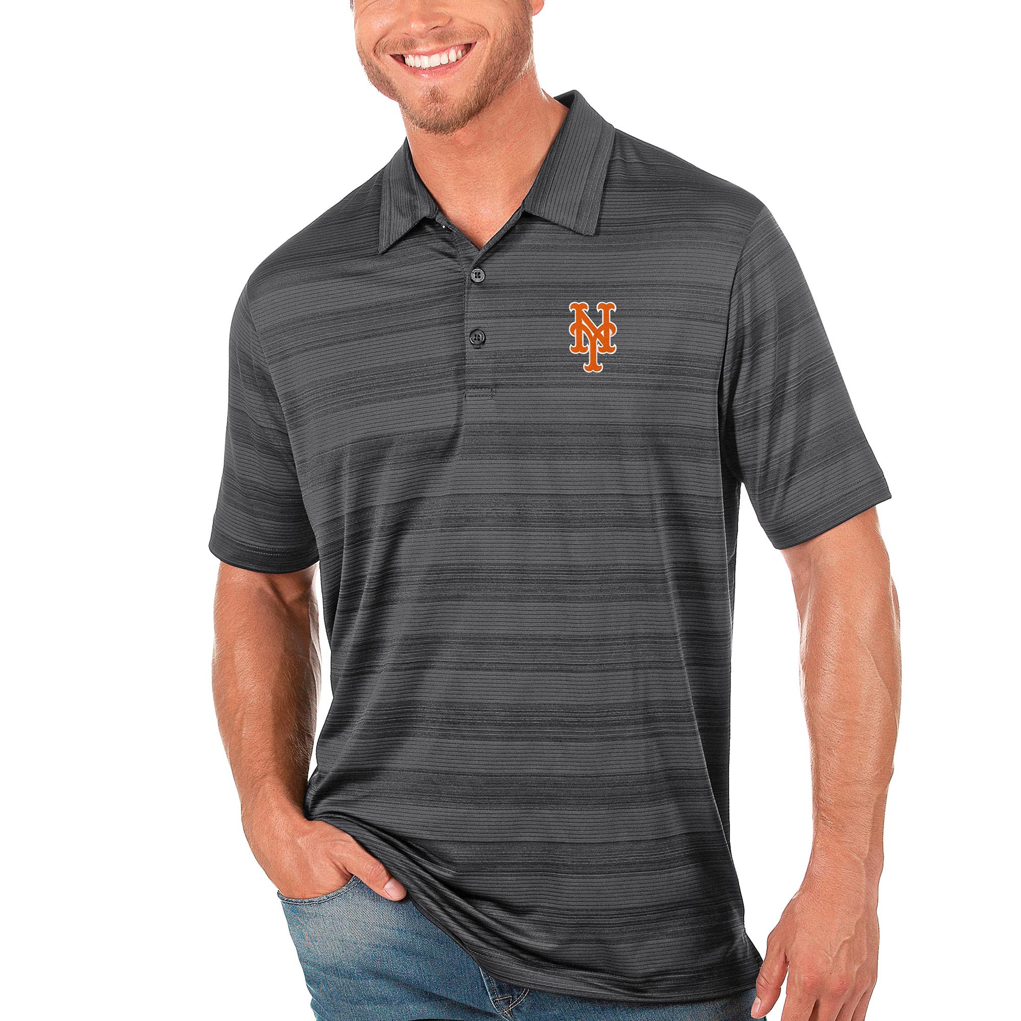 Men's Antigua Gray New York Mets Compass Polo