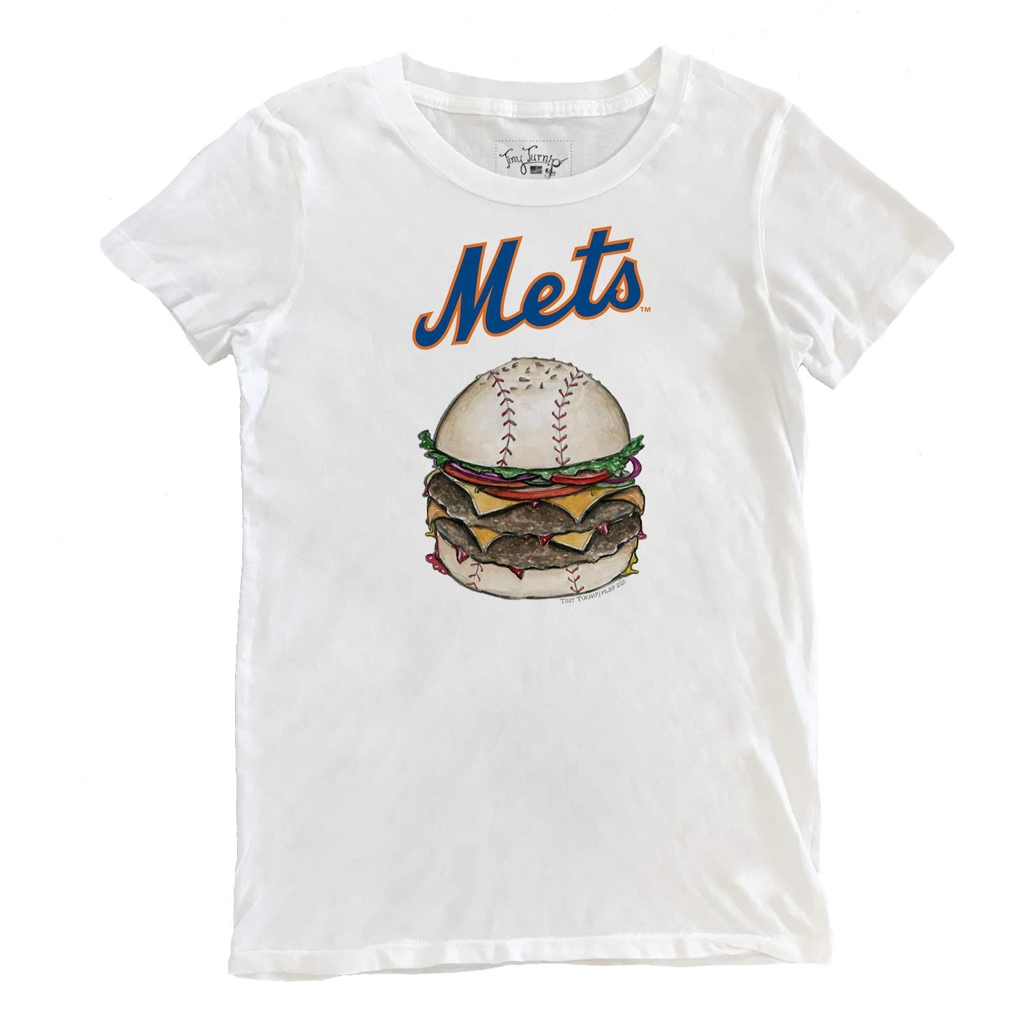 Women's Tiny Turnip White New York Mets Burger T-Shirt