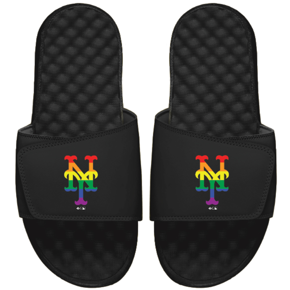 Men's ISlide Black New York Mets Rainbow Slide Sandals