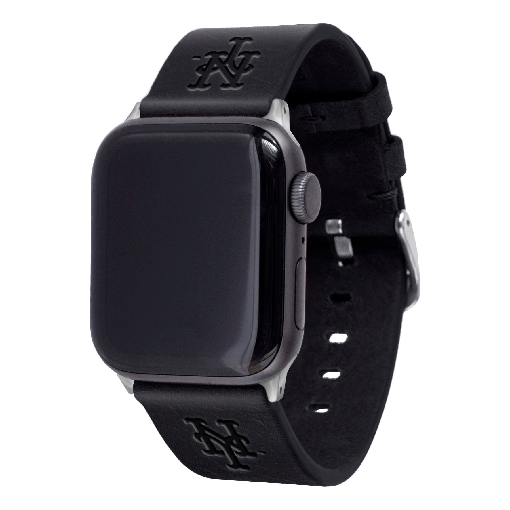 Black New York Mets Leather Apple Watch Band