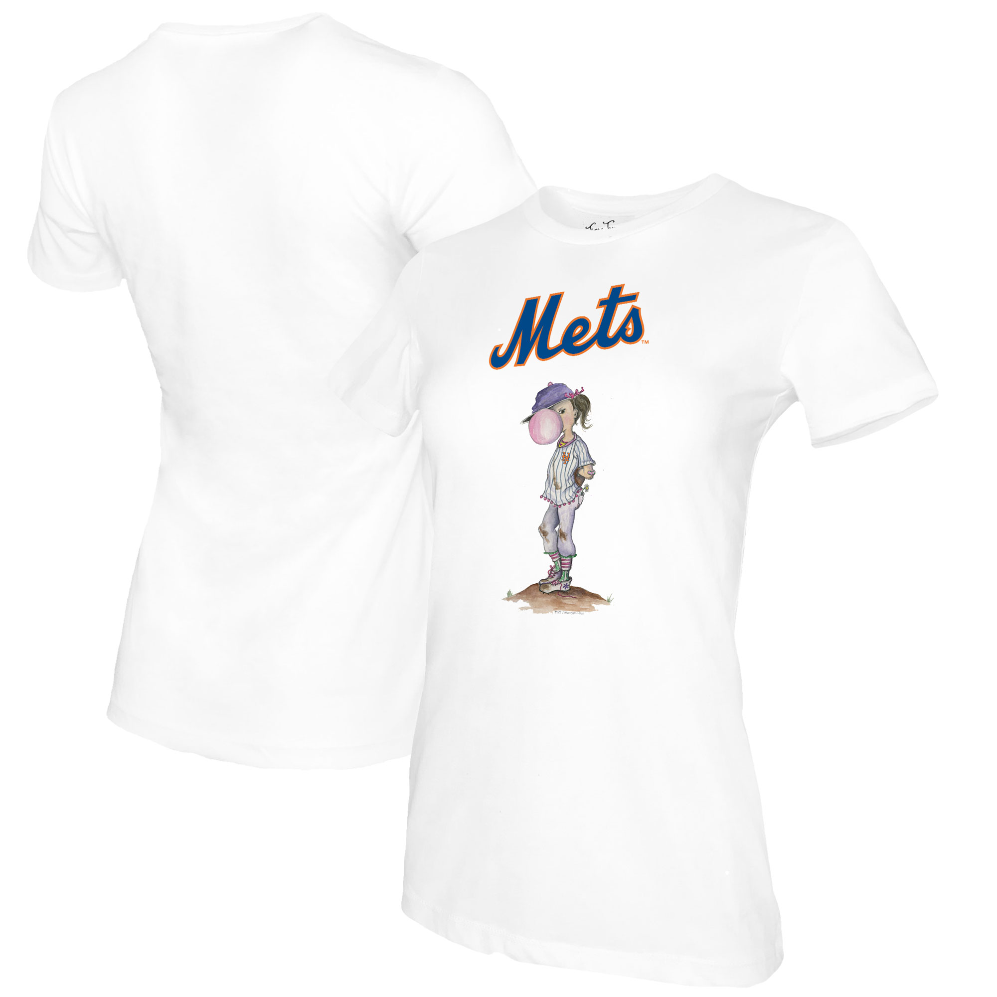 Women's Tiny Turnip White New York Mets Bubbles T-Shirt