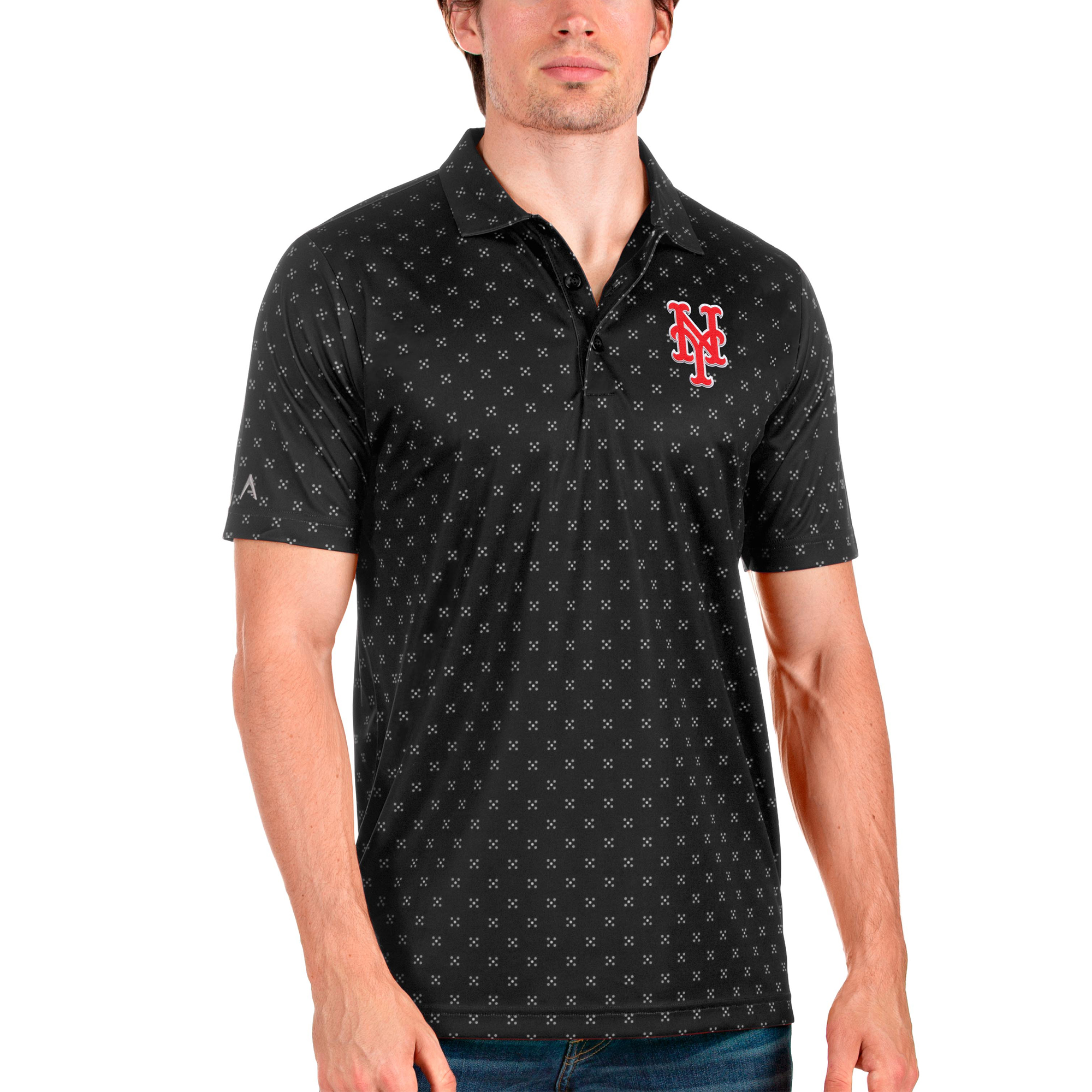 Men's Antigua Black New York Mets Spark Polo
