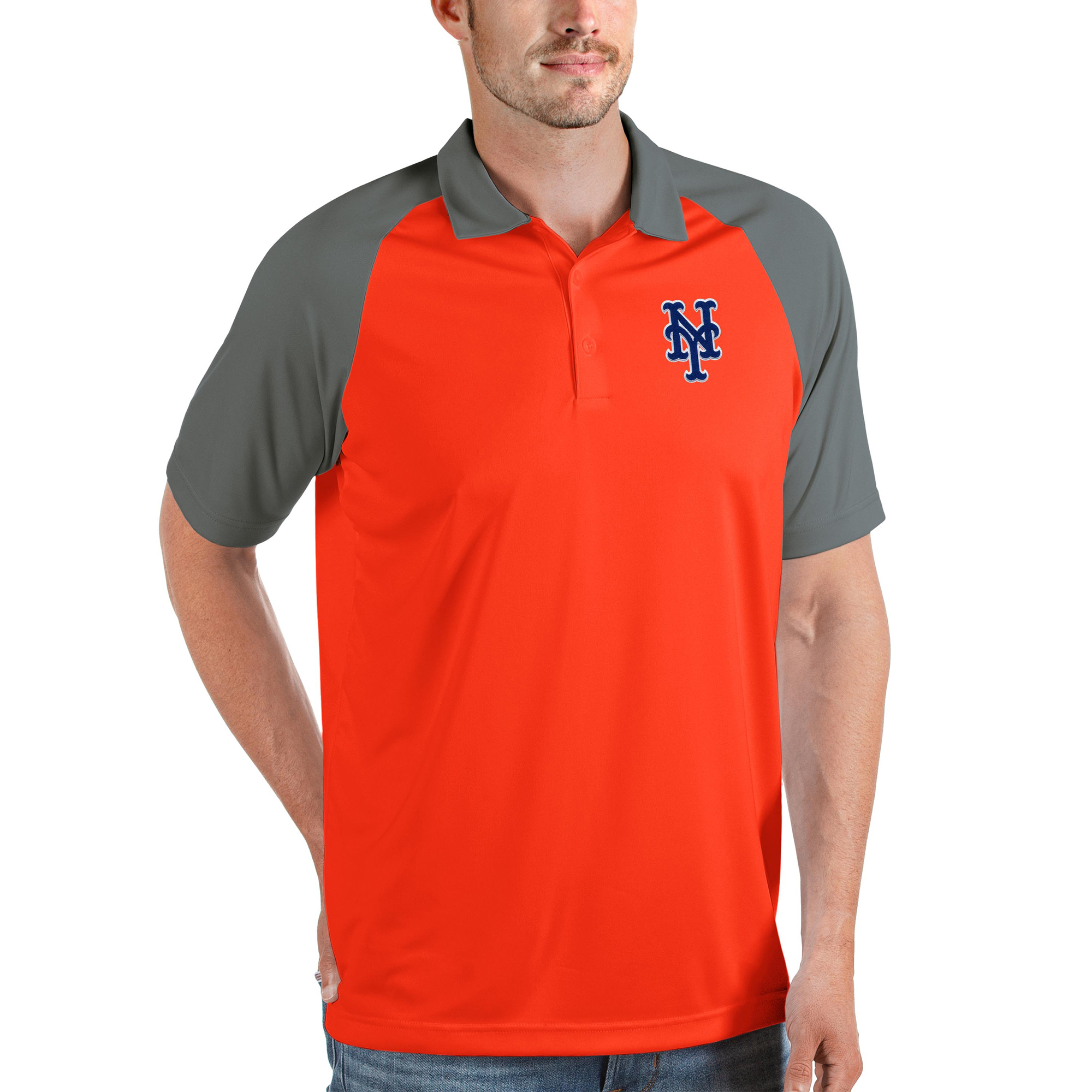 Men's Antigua Orange/Gray New York Mets Nova Polo