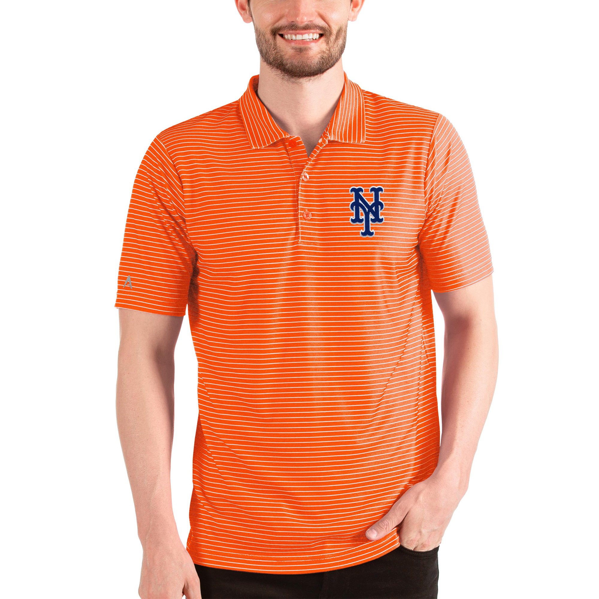 Men's Antigua Orange/White New York Mets Esteem Polo
