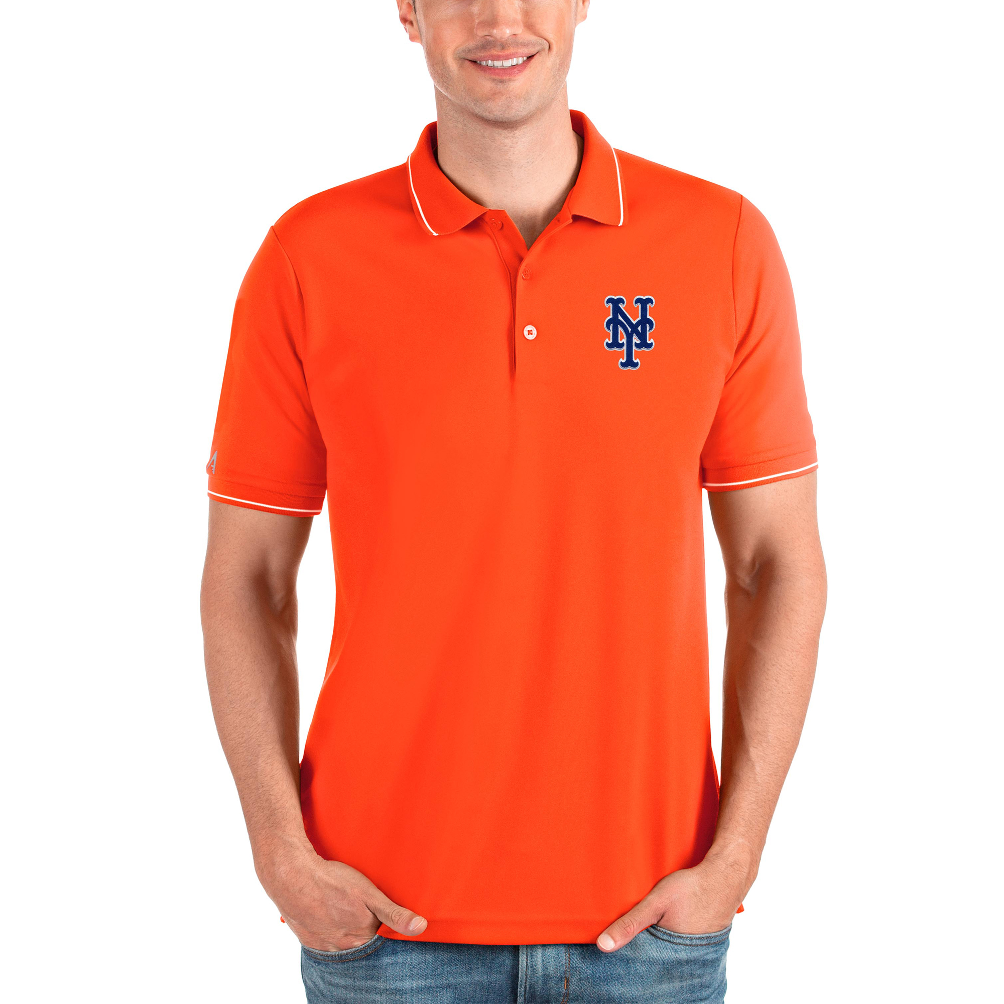 Men's Antigua Orange New York Mets Affluent Polo