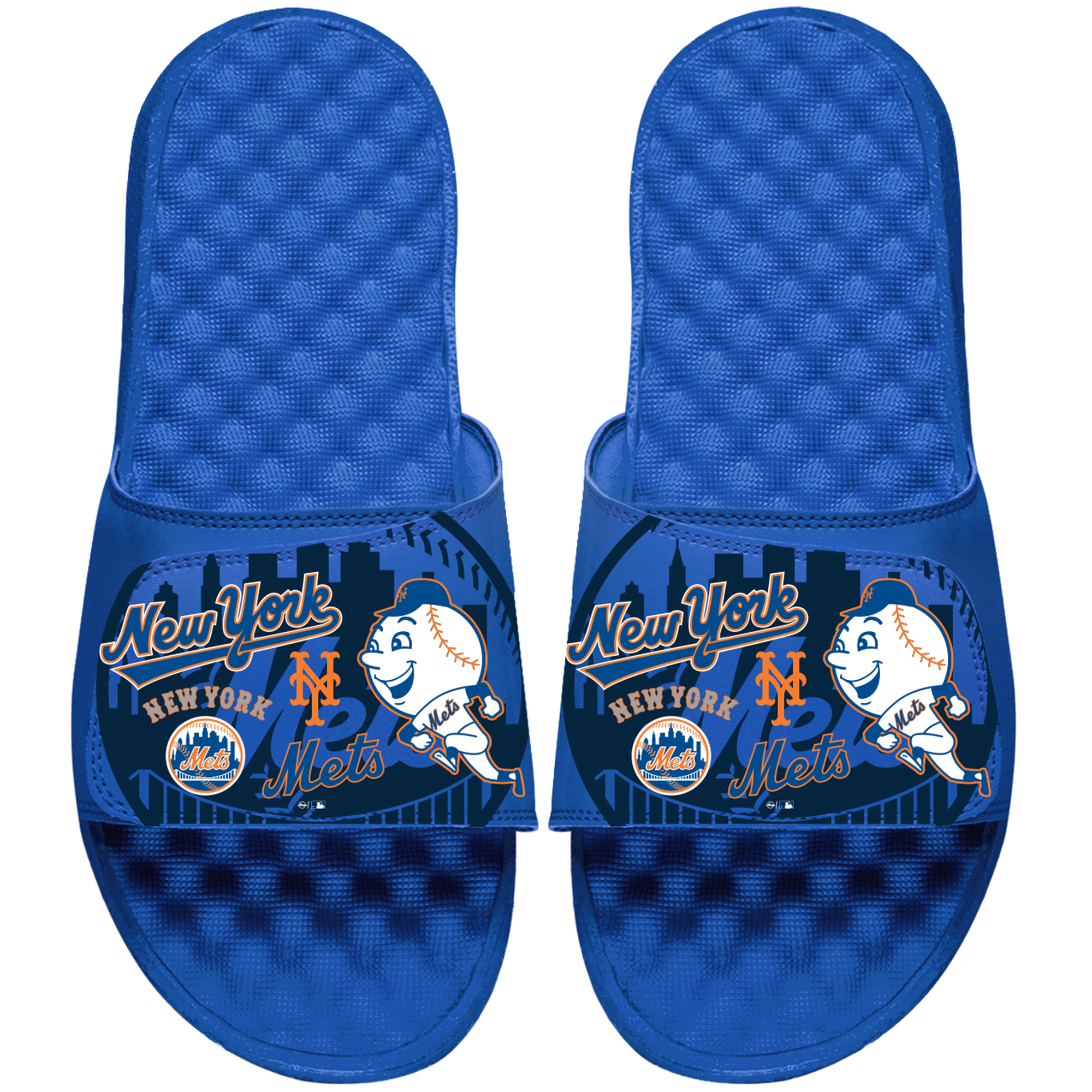 Men's ISlide Royal New York Mets Collage Slide Sandals