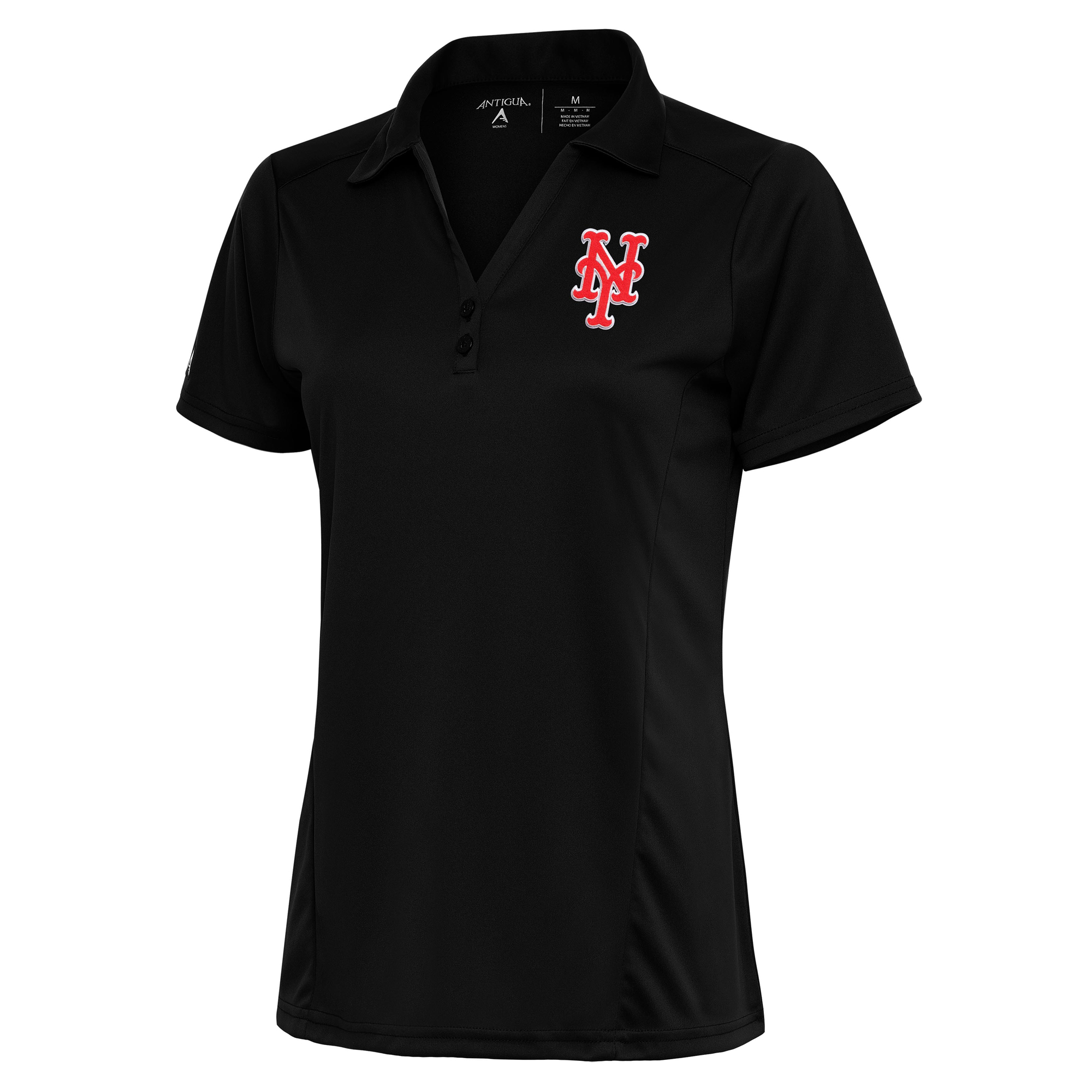 Women's Antigua Black New York Mets Logo Tribute Polo