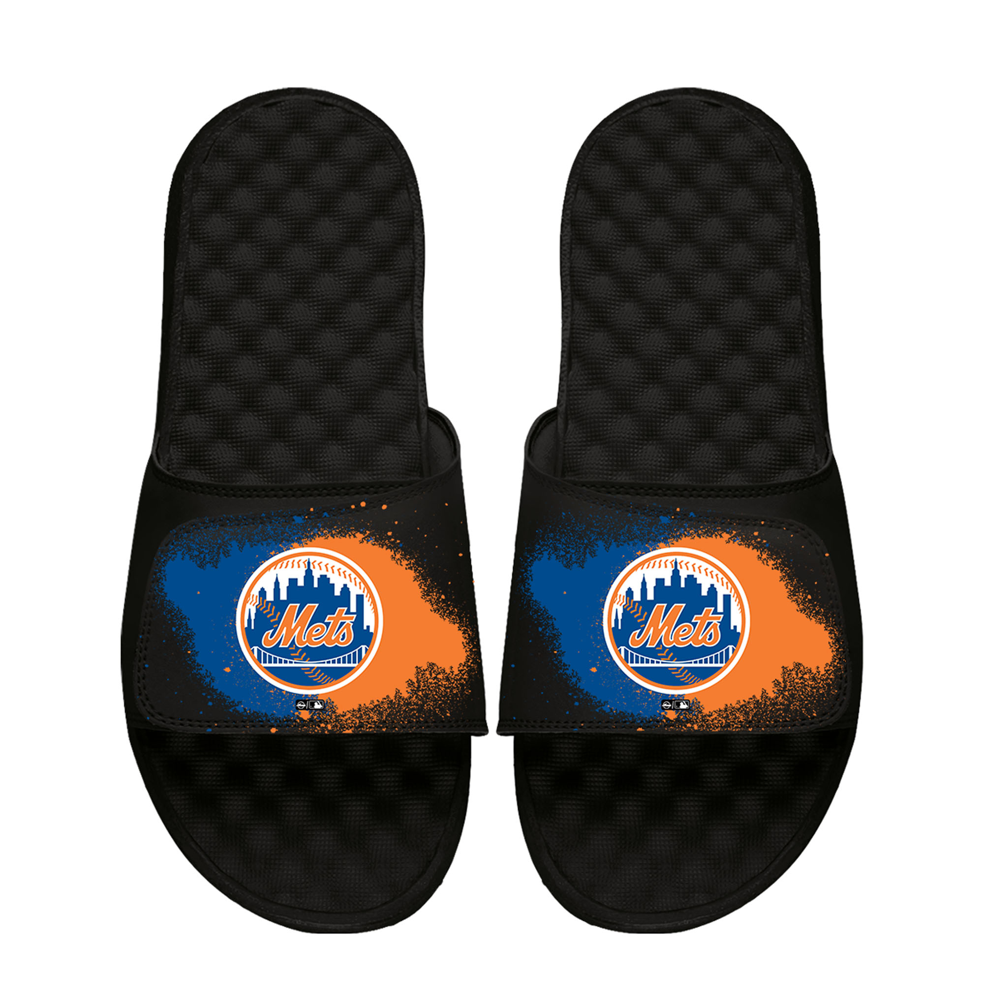Men's ISlide Black New York Mets Spray Paint Slide Sandals