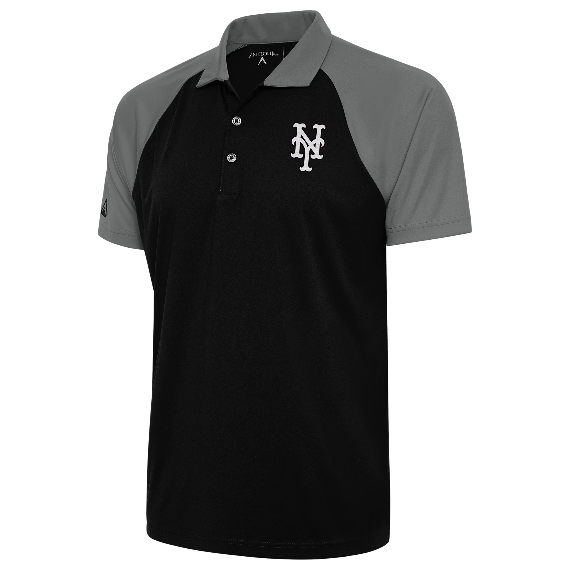 Men's Antigua Black New York Mets Metallic Nova Polo