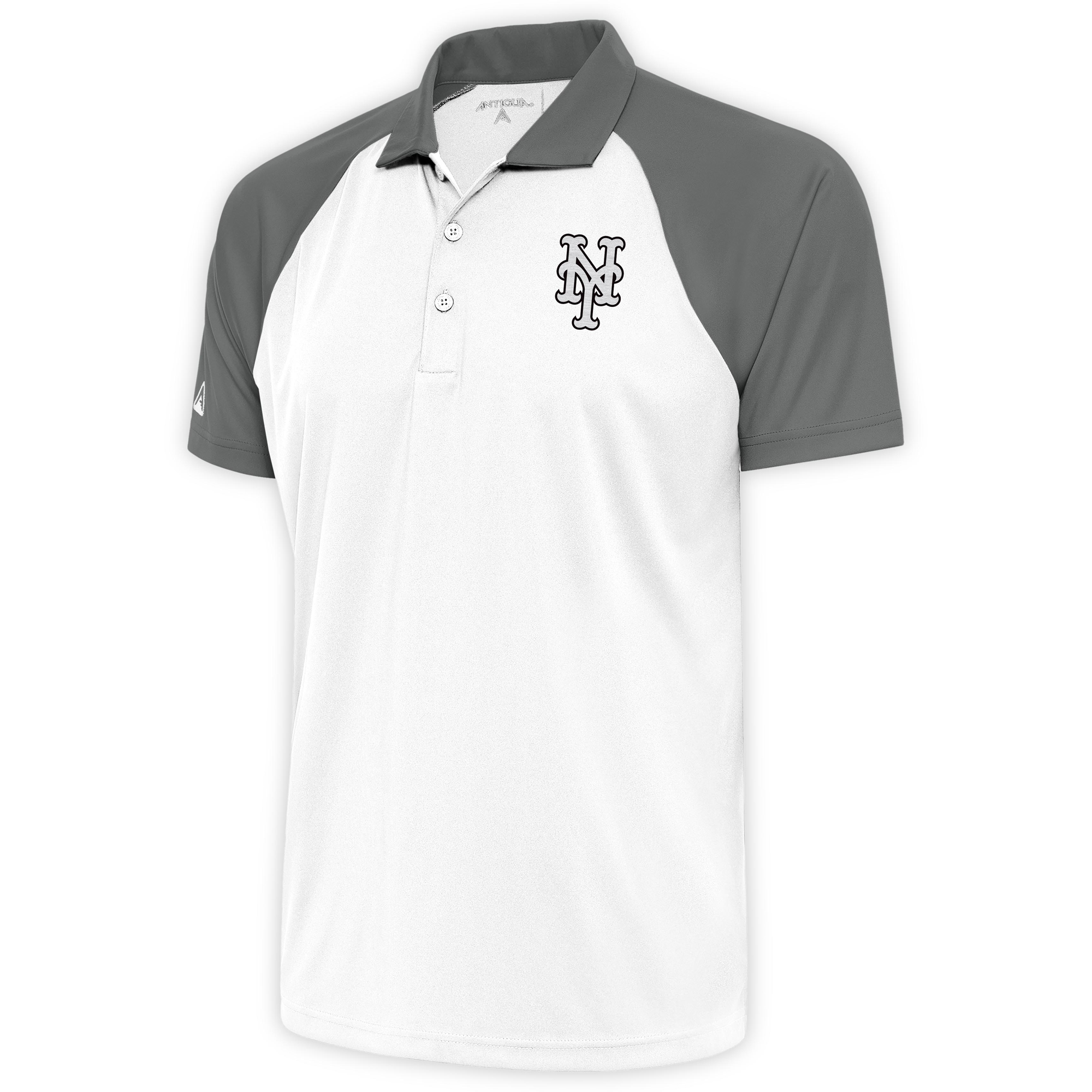 Men's Antigua White New York Mets Metallic Nova Polo