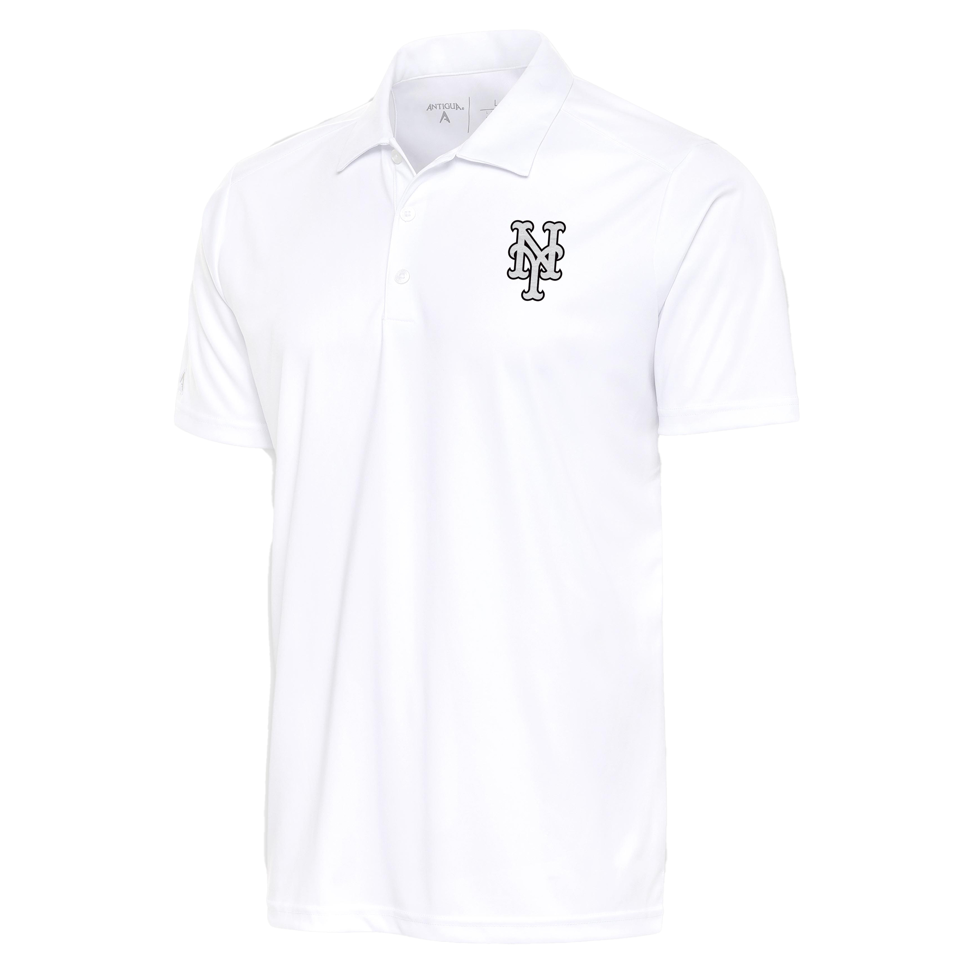 Men's Antigua White New York Mets Metallic Tribute Polo