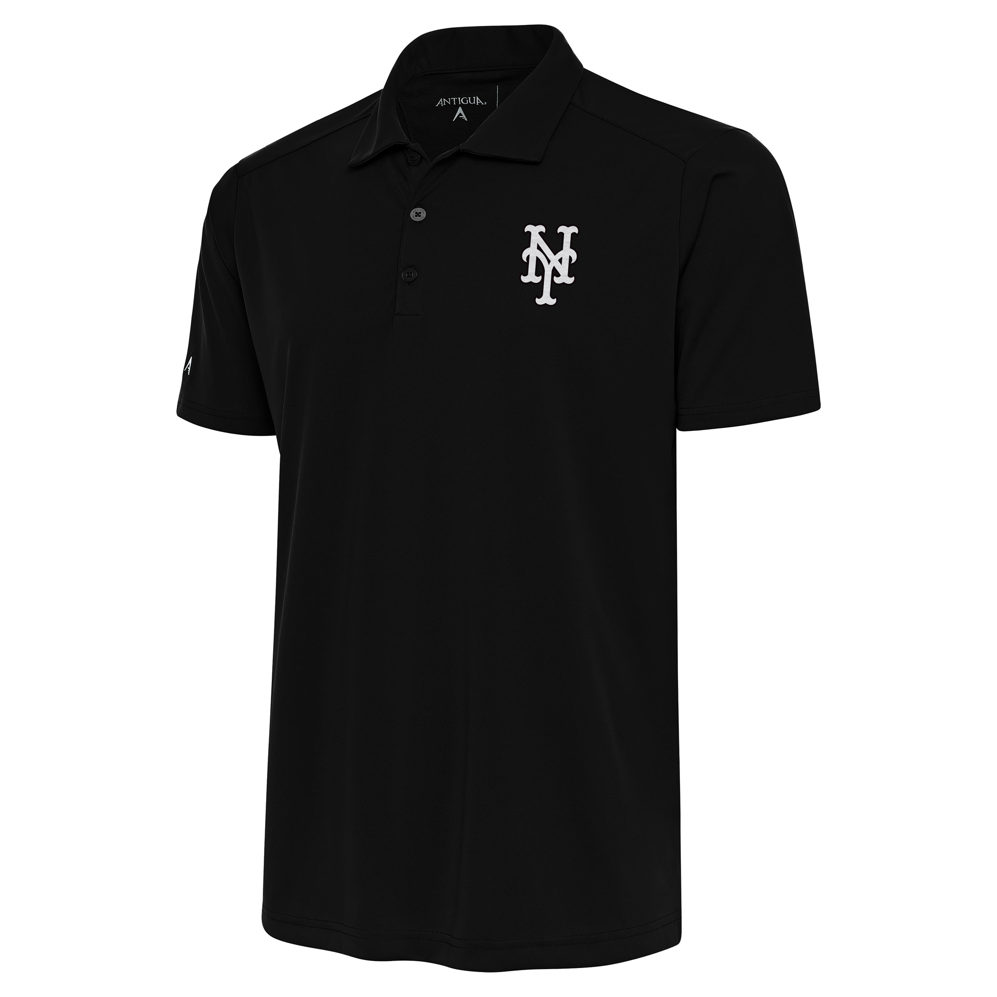 Men's Antigua Black New York Mets Metallic Tribute Polo