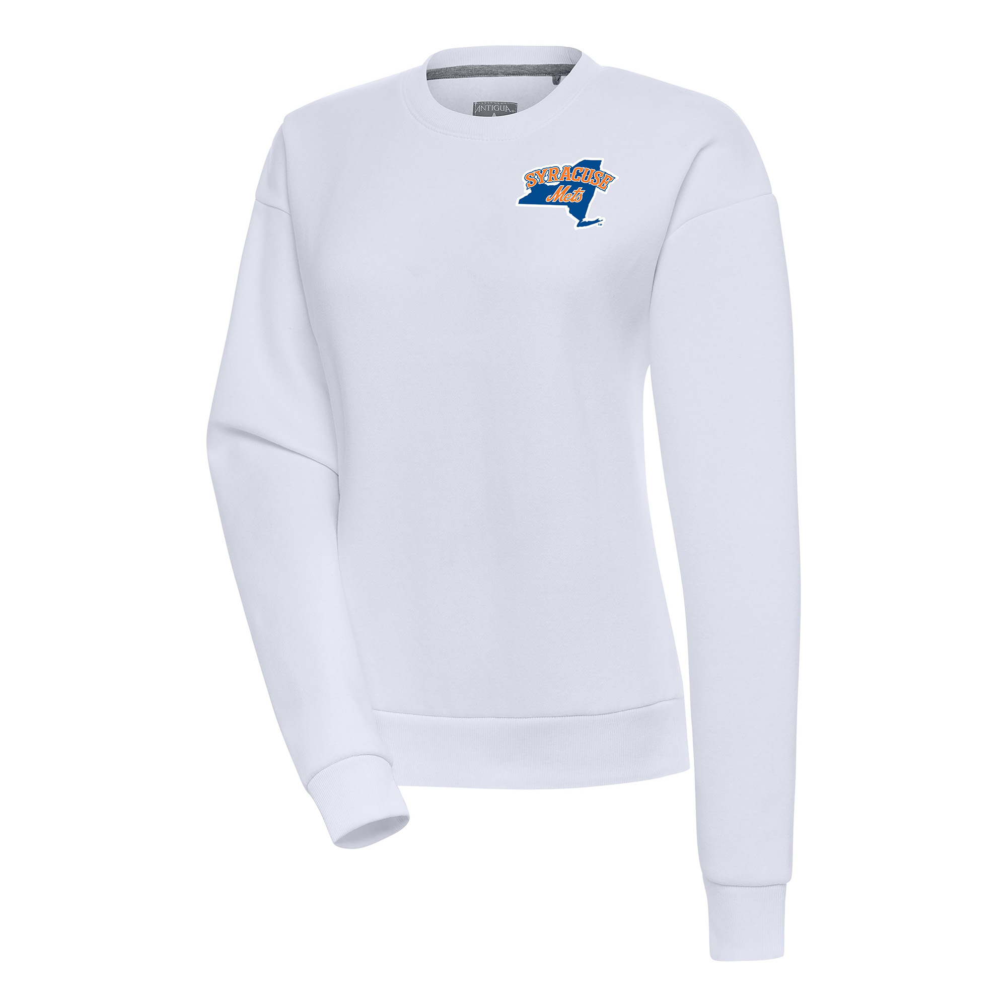 Women's Antigua  White Syracuse Mets Victory Pullover Sweatshirt