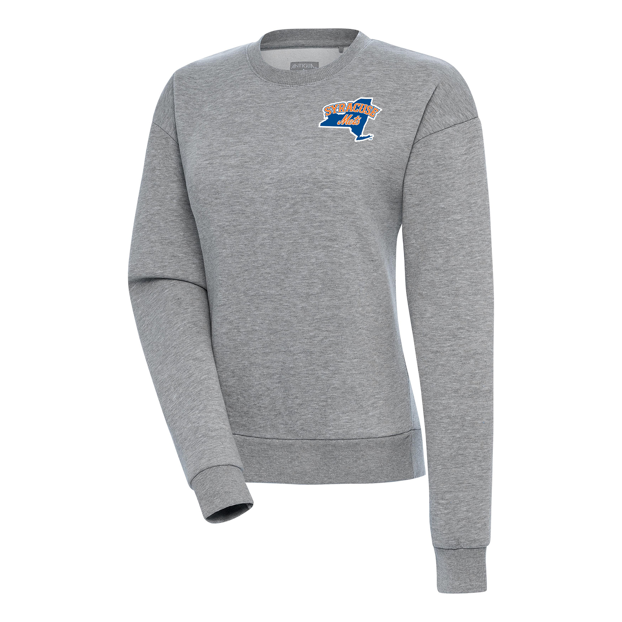 Women's Antigua  Heather Gray Syracuse Mets Victory Pullover Sweatshirt