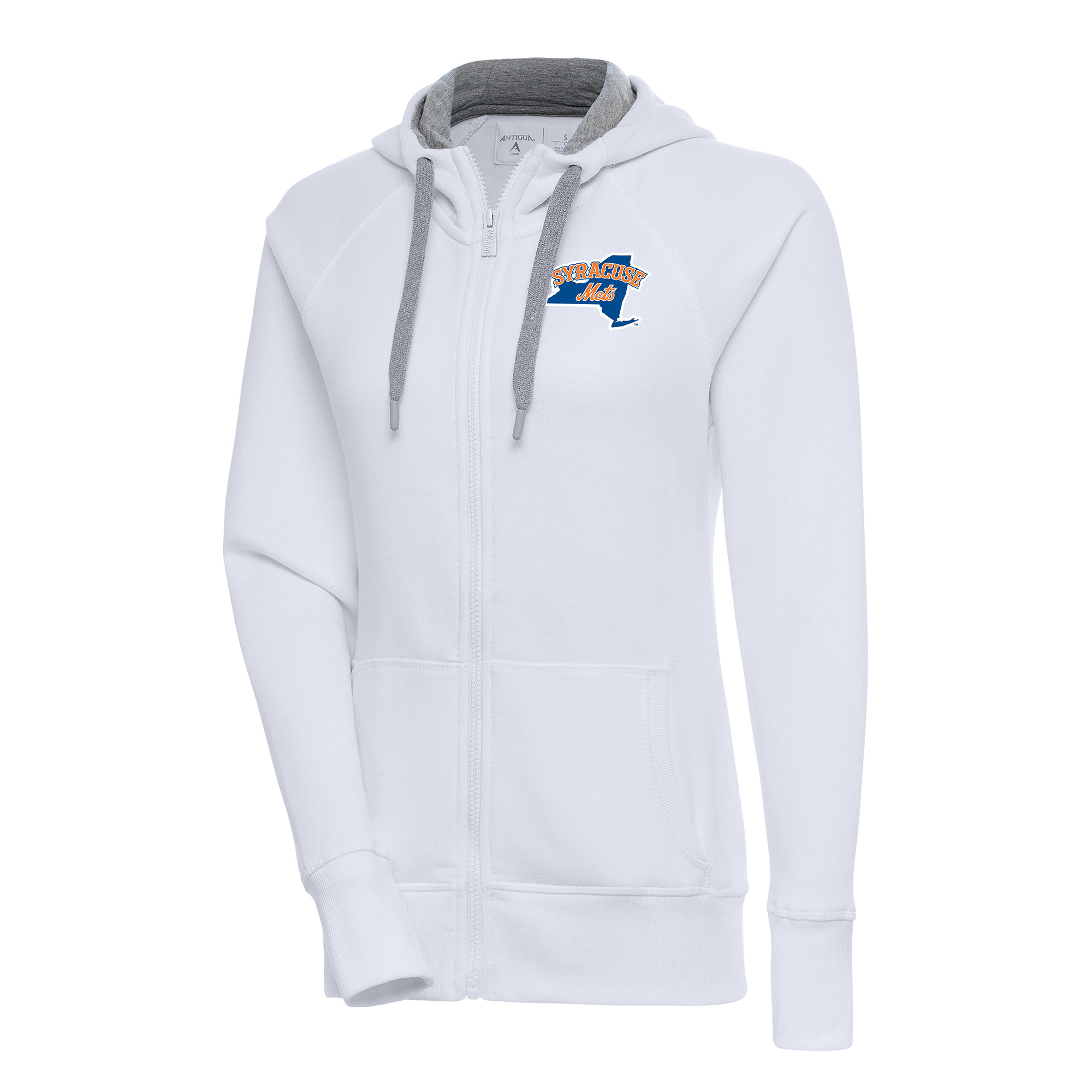 Women's Antigua  White Syracuse Mets Victory Full-Zip Hoodie