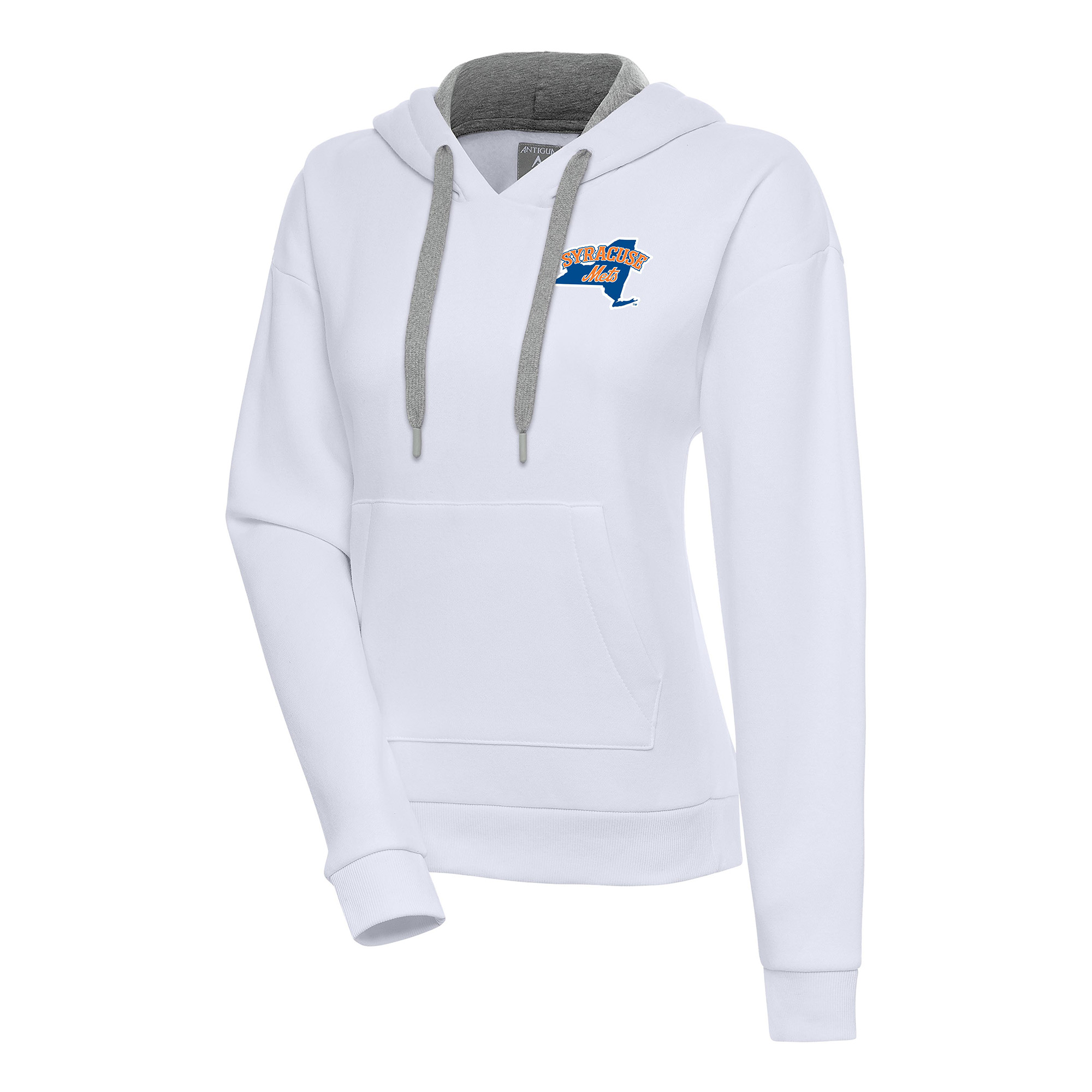 Women's Antigua  White Syracuse Mets Victory Pullover Hoodie