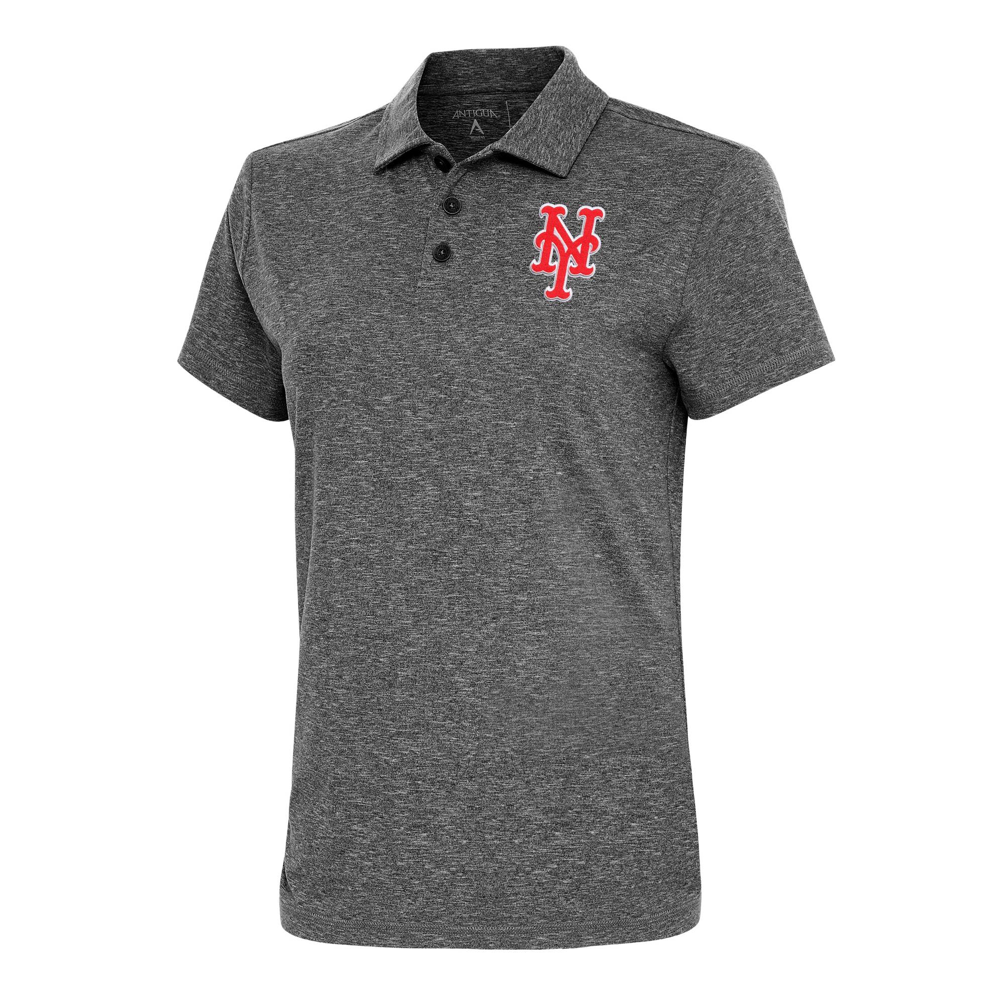 Women's Antigua  Heather Black New York Mets Motivated Polo