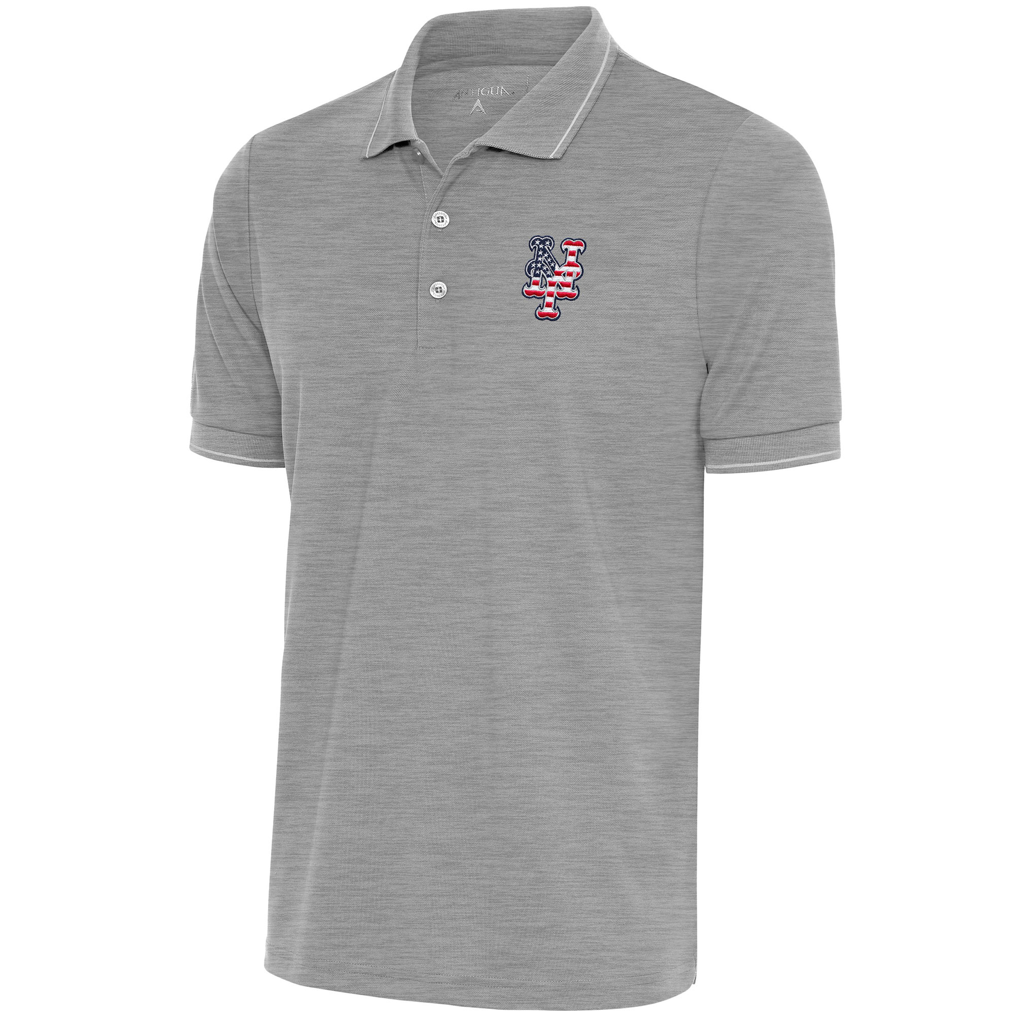 Men's Antigua  Gray/White New York Mets Patriotic Affluent Polo