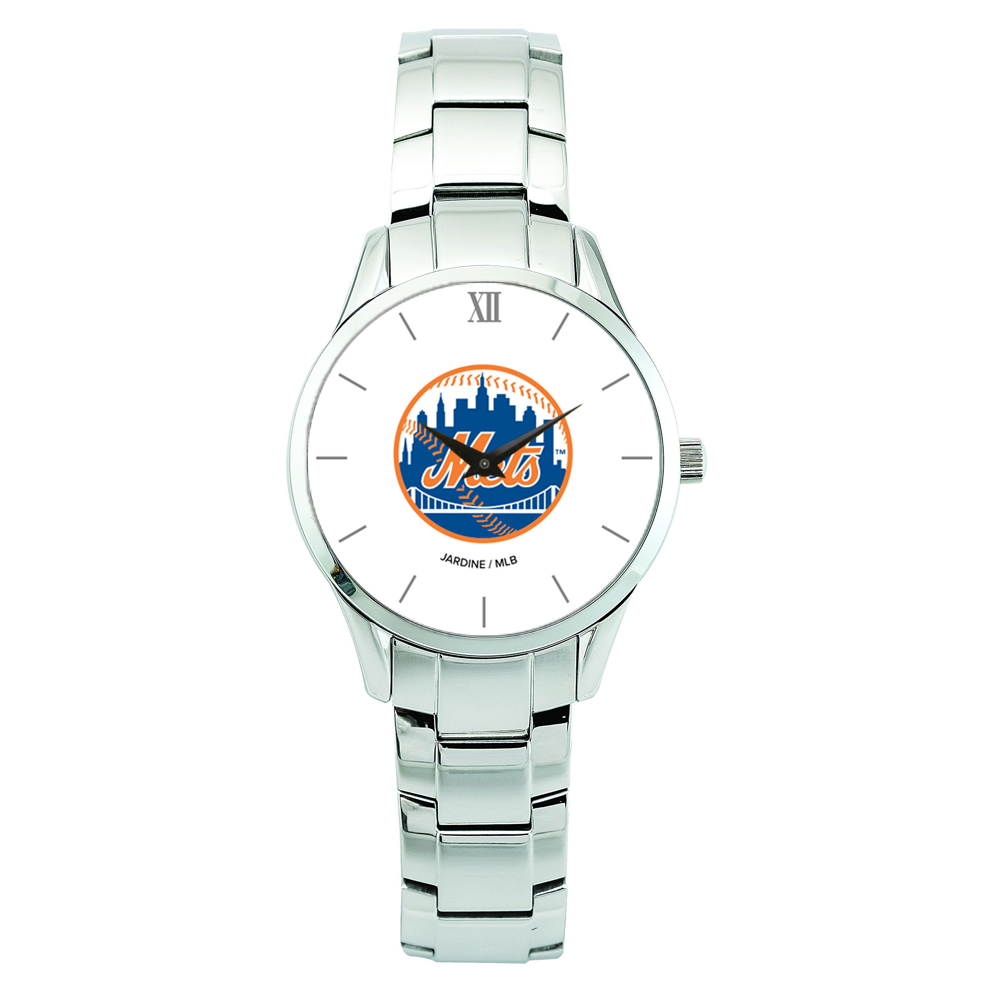 Men's  Silver New York Mets Stainless Steel Bracelet Wristwatch