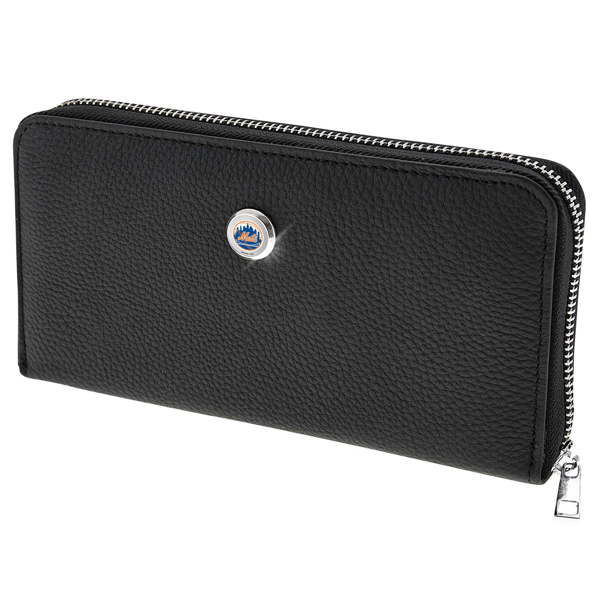 Women's  Black New York Mets Leather Zipper Wallet