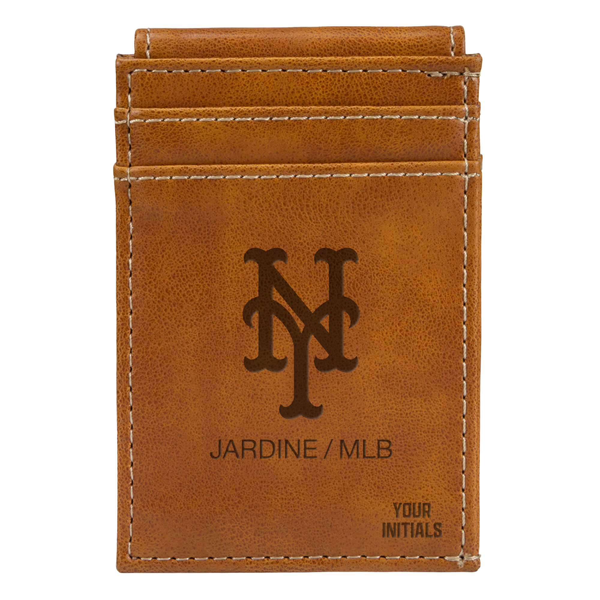Brown New York Mets Personalized Front Pocket Wallet