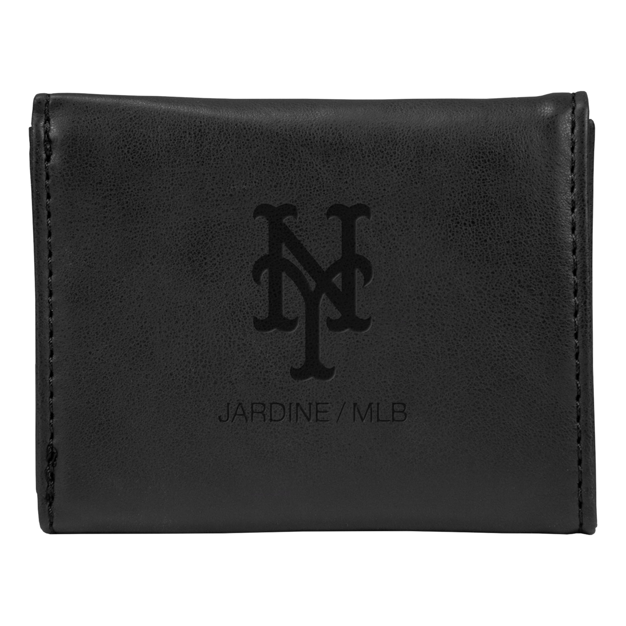 Black New York Mets Laser-Engraved Trifold Wallet