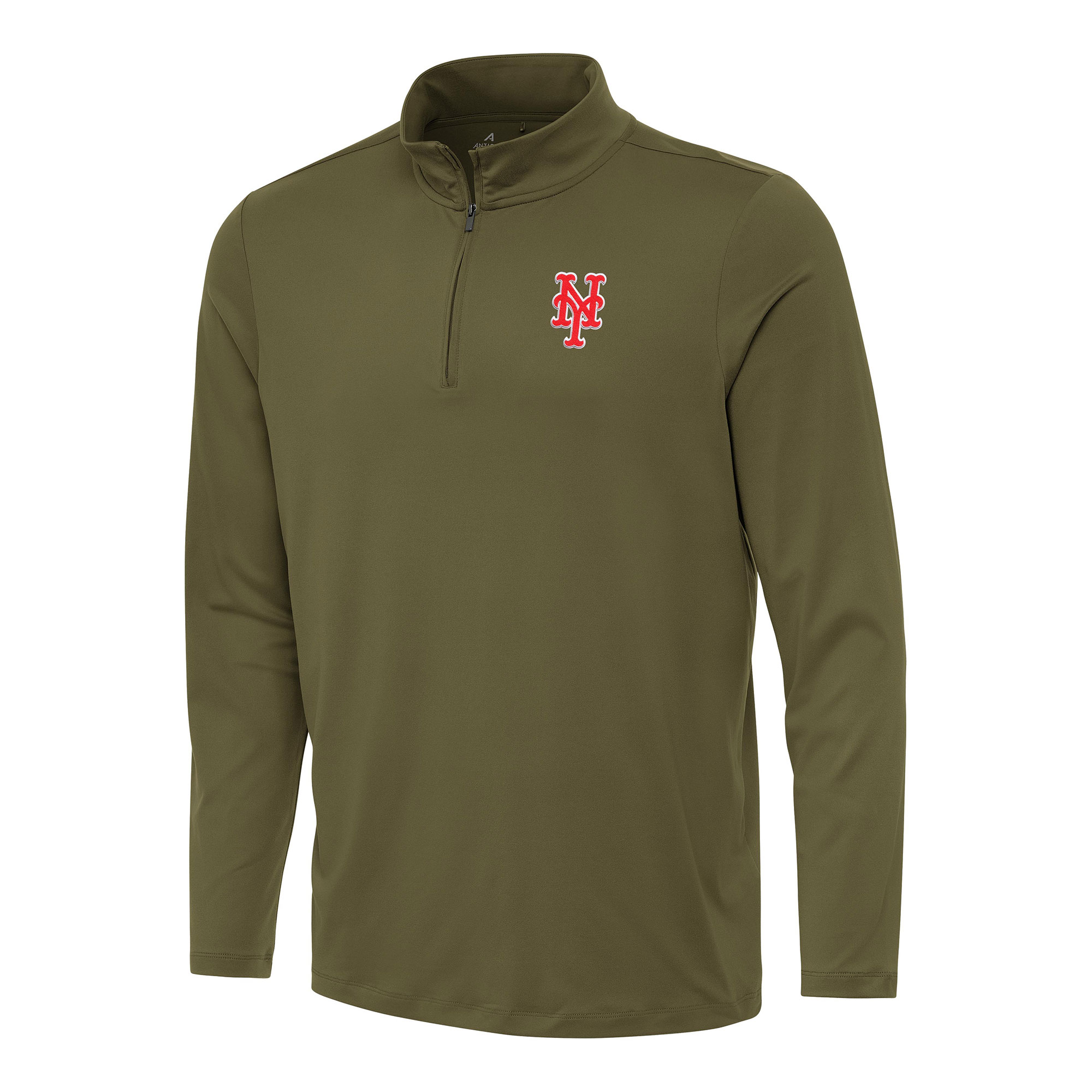 Men's Antigua Olive New York Mets Reprocess Quarter-Zip Top