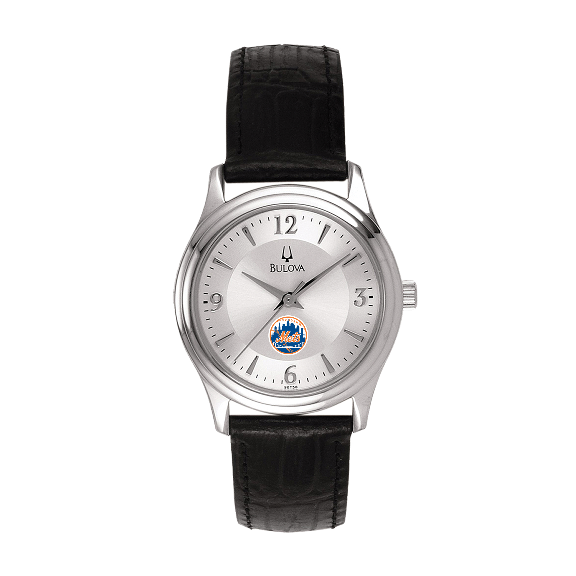 Women's Bulova Silver New York Mets Leather Strap Watch