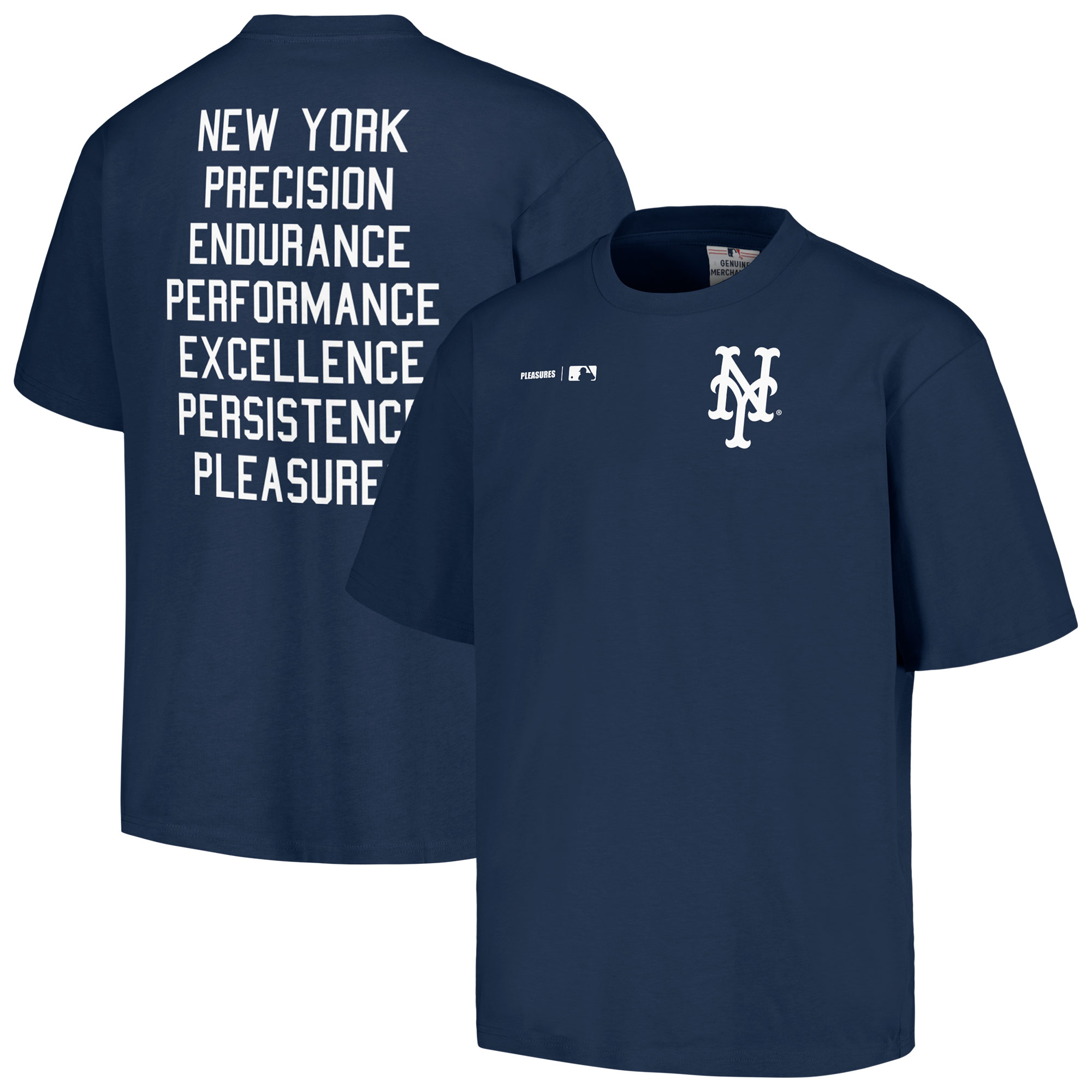Men's PLEASURES  Navy New York Mets Precision T-Shirt